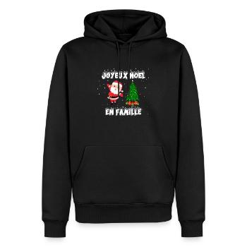 Joyeux Noel en Famille - Sweat à capuche Premium bio Homme - noir - Devant - Nico (187cm)