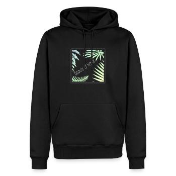 beauty of travel design leaf - Men’s Premium Organic Hoodie - black - Front - Nico (187cm)