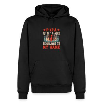 Papa est mon nom Bowling est mon jeu - Sweat à capuche Premium bio Homme - noir - Devant - Nico (187cm)