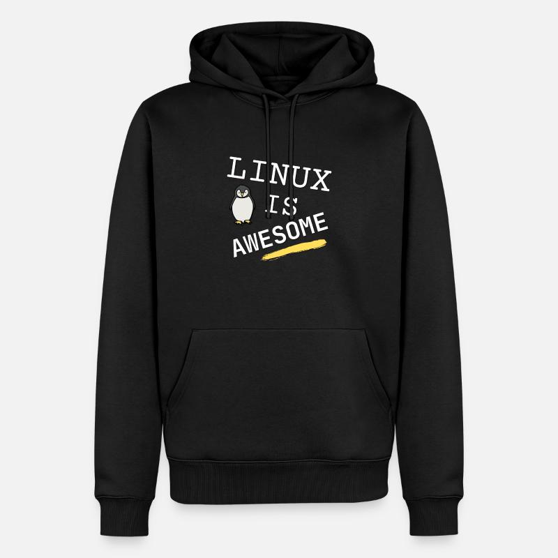 Linux est génial - - Sweat à capuche Premium bio Homme - noir