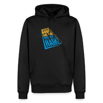 Who Needs Hair Spruch - Männer Premium Bio Hoodie - Schwarz - Vorne - Nico (187cm)
