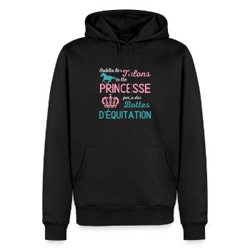 Oublie les talons cette princesse porte des bottes - Sweat à capuche Premium bio Homme - noir - Devant - Nico (187cm)