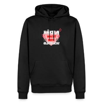 Häkeln macht mich glücklich! rosa Herz rot Herzen - Männer Premium Bio Hoodie - Schwarz - Vorne - Nico (187cm)