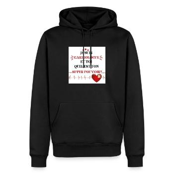 JE SUIS CARDIOLOGUE ET TOI ? - Sweat à capuche Premium bio Homme - noir - Devant - Nico (187cm)