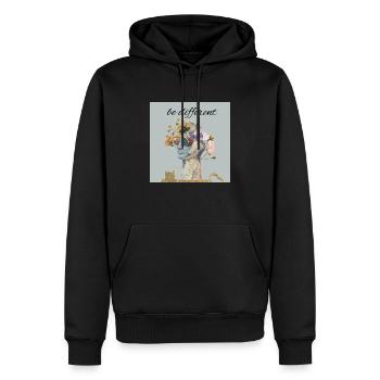 be different - sei anders - Männer Premium Bio Hoodie - Schwarz - Vorne - Nico (187cm)