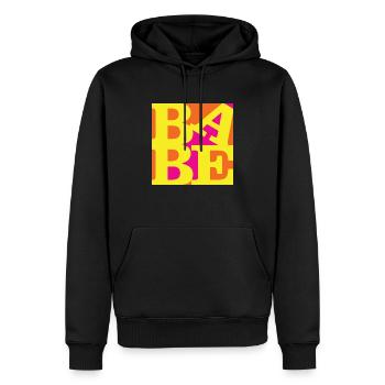 Babe WordPlay art original 5 - Sweat à capuche Premium bio Homme - noir - Devant - Nico (187cm)