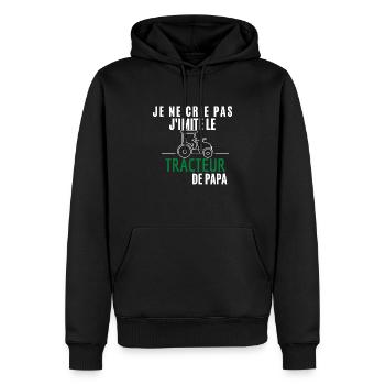 j imite le tracteur de papa - Sweat à capuche Premium bio Homme - noir - Devant - Nico (187cm)