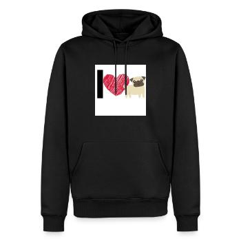 Mops - Männer Premium Bio Hoodie - Schwarz - Vorne - Nico (187cm)