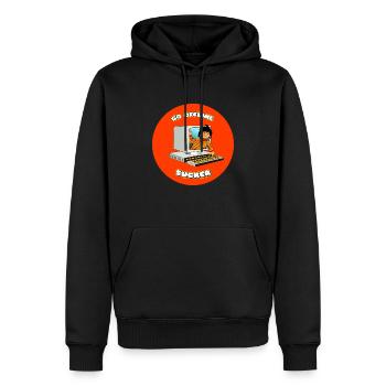 go offline - Männer Premium Bio Hoodie - Schwarz - Vorne - Nico (187cm)