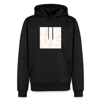 Liebe WordPlay Original Art 1 - Männer Premium Bio Hoodie - Schwarz - Vorne - Nico (187cm)