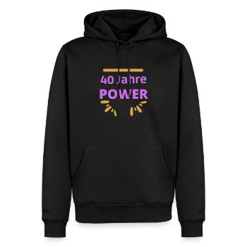 40 Jahre Power - Geburtstag - Jung geblieben - Männer Premium Bio Hoodie - Schwarz - Vorne - Nico (187cm)