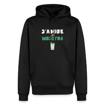 j adore les mojitos - Sweat à capuche Premium bio Homme - noir - Devant - Nico (187cm)