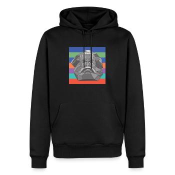Les | complémentaires de Karl Mag Karl Marx - Sweat à capuche Premium bio Homme - noir - Devant - Nico (187cm)