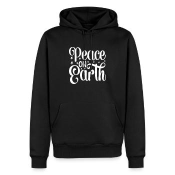 Paix sur Terre - Sweat à capuche Premium bio Homme - noir - Devant - Nico (187cm)