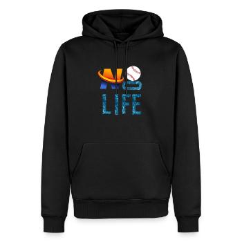 NO baseball ,No life - Sweat à capuche Premium bio Homme - noir - Devant - Nico (187cm)