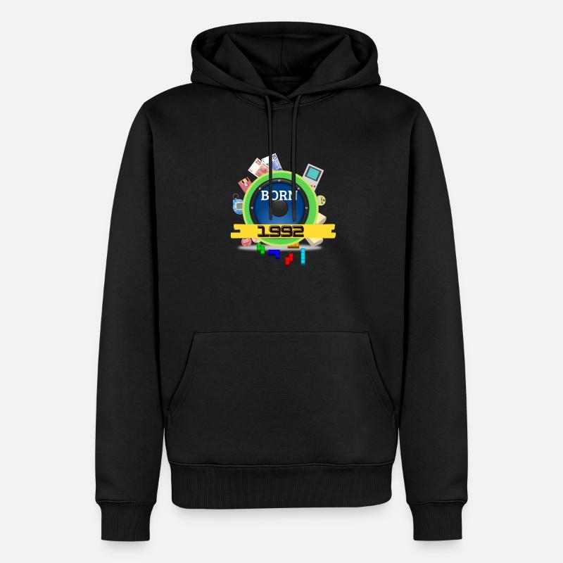 1992 - Sweat à capuche Premium bio Homme - noir