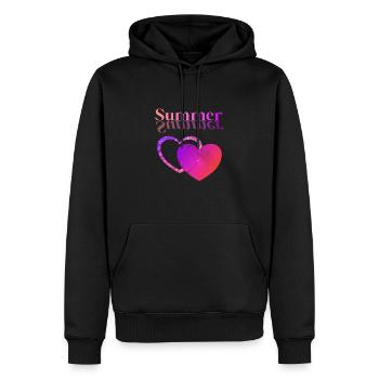 Summer Heart Purple Red - Männer Premium Bio Hoodie - Schwarz - Vorne - Nico (187cm)