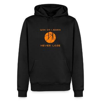 win or learn never lose - Men’s Premium Organic Hoodie - black - Front - Nico (187cm)