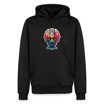 Psychedelic Head - Männer Premium Bio Hoodie - Schwarz - Vorne - Nico (187cm)