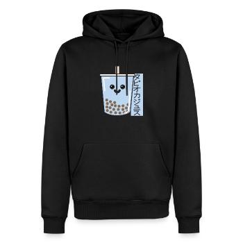 Thé à bulles Kawaii sucré avec écriture japonaise - Sweat à capuche Premium bio Homme - noir - Devant - Nico (187cm)