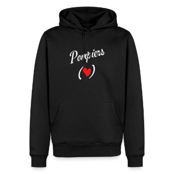 J'aime les pompiers - Sweat à capuche Premium bio Homme - noir - Devant - Nico (187cm)