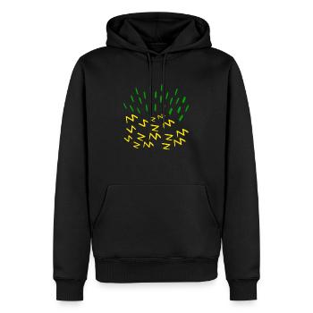 Gelber und grüner Gewitter und Energie - Männer Premium Bio Hoodie - Schwarz - Vorne - Nico (187cm)