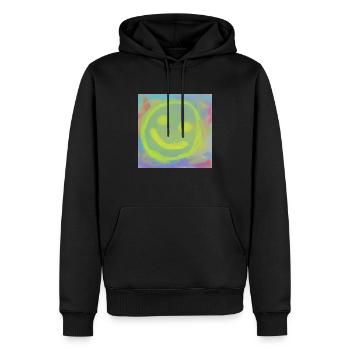 Be happy ' - Männer Premium Bio Hoodie - Schwarz - Vorne - Nico (187cm)