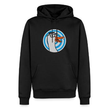 Nerd Cartoon Geek Goose - Sweat à capuche Premium bio Homme - noir - Devant - Nico (187cm)