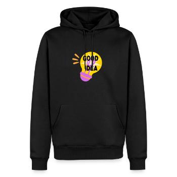 Gute Idee - Männer Premium Bio Hoodie - Schwarz - Vorne - Nico (187cm)
