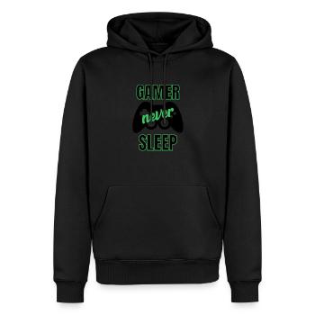 Gamer never sleep - Sweat à capuche Premium bio Homme - noir - Devant - Nico (187cm)