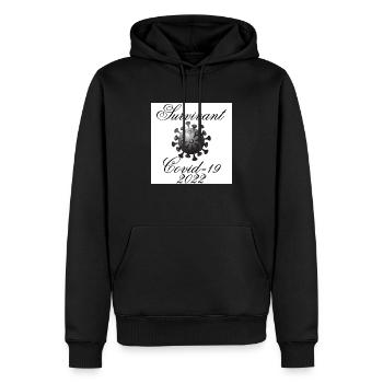 covid - Sweat à capuche Premium bio Homme - noir - Devant - Nico (187cm)