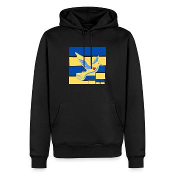 Frieden Friedenstaube auf der Ukrainischen Flagge - Männer Premium Bio Hoodie - Schwarz - Vorne - Nico (187cm)