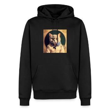 British Cat Retro Shorthair - Sweat à capuche Premium bio Homme - noir - Devant - Nico (187cm)