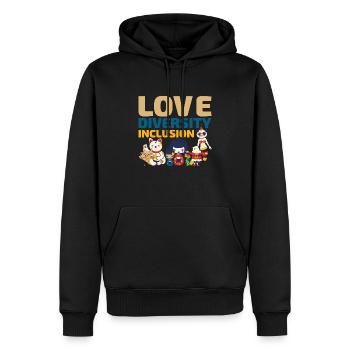 Love Diversity Inclusion Kawaii - Men’s Premium Organic Hoodie - black - Front - Nico (187cm)