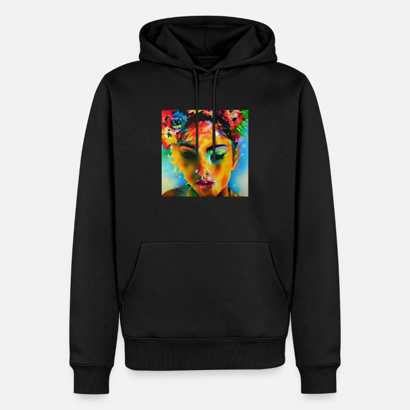 Portrait coloré - Sweat à capuche Premium bio Homme - noir