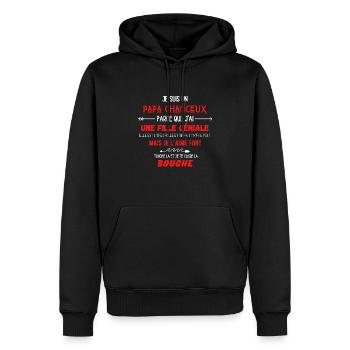 Je suis un papa chanceux j'ai une fille géniale - Sweat à capuche Premium bio Homme - noir - Devant - Nico (187cm)
