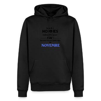 tout les hommes naissent égaux novembre - Sweat à capuche Premium bio Homme - noir - Devant - Nico (187cm)