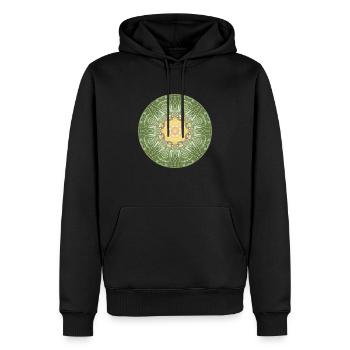 Mandala-Quantum 3 - Männer Premium Bio Hoodie - Schwarz - Vorne - Nico (187cm)