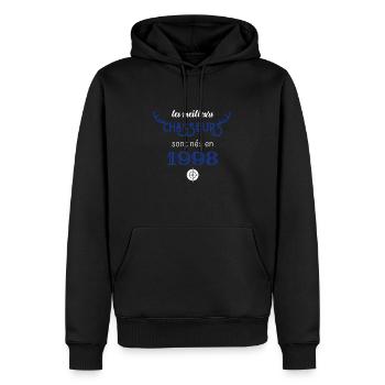 Anniversaire chasseur 1998 - Sweat à capuche Premium bio Homme - noir - Devant - Nico (187cm)