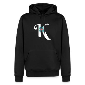 Buchstabe K geblümt - Männer Premium Bio Hoodie - Schwarz - Vorne - Nico (187cm)
