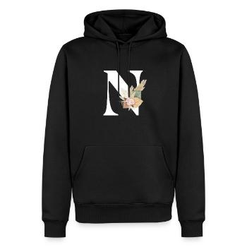 Buchstabe N Blumen - Männer Premium Bio Hoodie - Schwarz - Vorne - Nico (187cm)