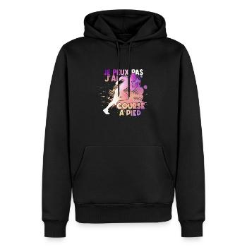 Je Peux Pas J ai course a pied water color - Sweat à capuche Premium bio Homme - noir - Devant - Nico (187cm)