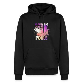 je peux pas j'ai poule watercolor - Sweat à capuche Premium bio Homme - noir - Devant - Nico (187cm)