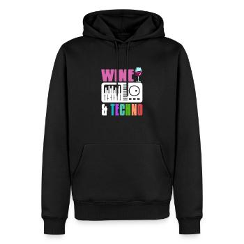 Wine & Techno Awesome Retro Techno Designs - Sweat à capuche Premium bio Homme - noir - Devant - Nico (187cm)