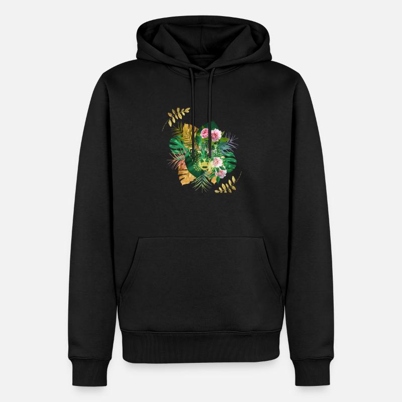 Léopard tropical - Sweat à capuche Premium bio Homme - noir