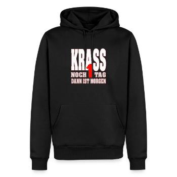 KRASS 1 (un) jour de plus que c’est le matin - Sweat à capuche Premium bio Homme - noir - Devant - Nico (187cm)
