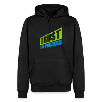trust the process Zitat - Männer Premium Bio Hoodie - Schwarz - Vorne - Nico (187cm)