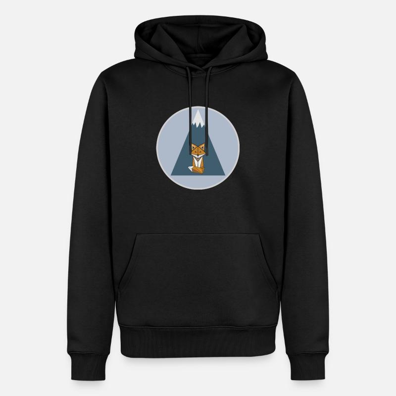 The Mountain Calls: Bergfuchs - Männer Premium Bio Hoodie - Schwarz