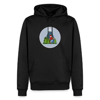 The Mountain Calls: Wandern in den Bergen - Männer Premium Bio Hoodie - Schwarz - Vorne - Nico (187cm)