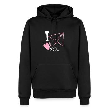 I love you - Sweat à capuche Premium bio Homme - noir - Devant - Nico (187cm)